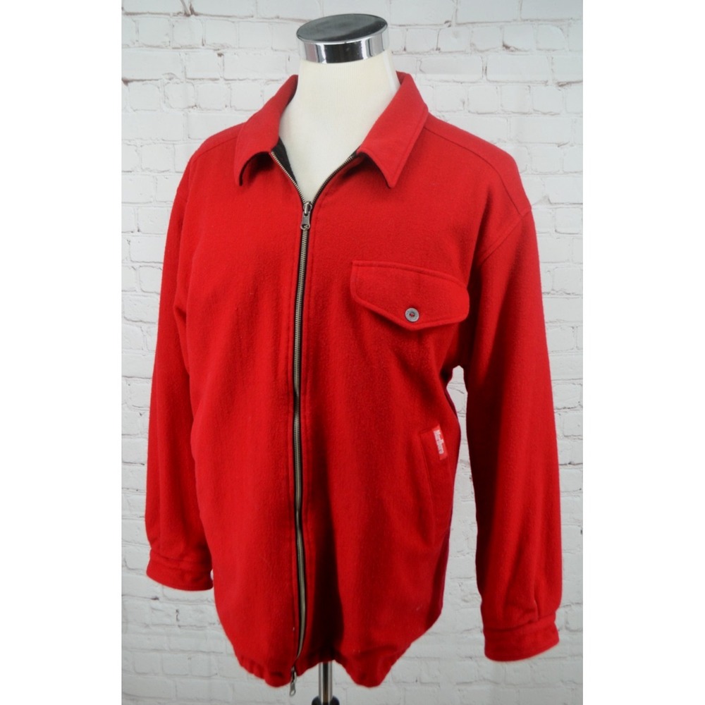 MARLBORO Men's Vintage Reversible Wool Blend Barn Coat SIZE XL Red‎ / Black